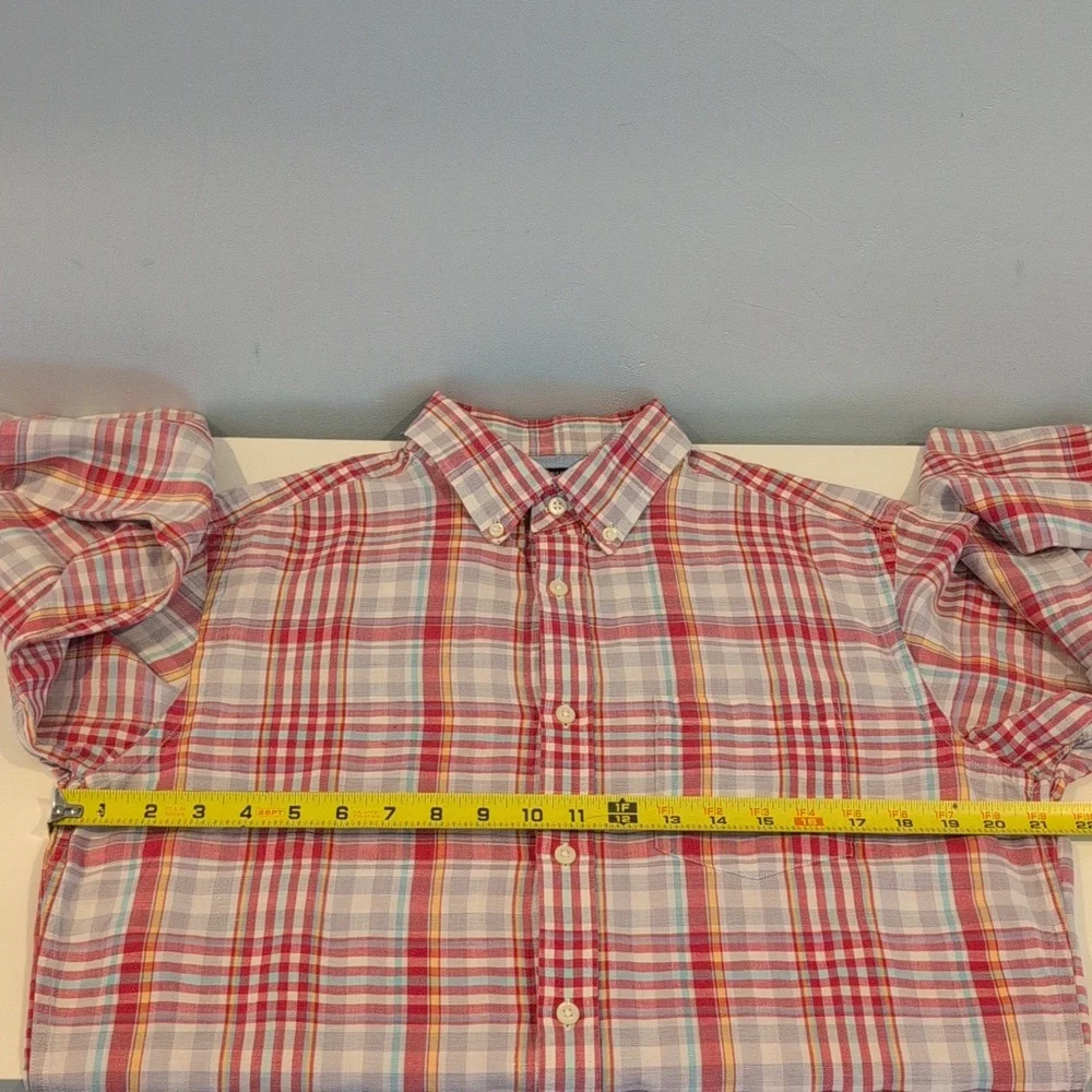 Banana Republic Men's Medium Linen Blend Long Sleeve Button Down Plaid Shirt
